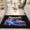 Plymouth Superbird Classic Muscle Car Orange Flame Effect Black Print Area Rug Vintage Race Car Non Slip Entryway Floor Mat Auto Fan Decor Rug