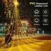 Solar LED Christmas Tree Waterfall Lights – Waterproof Outdoor Decorative Lights for Festive Courtyard Arrangements
