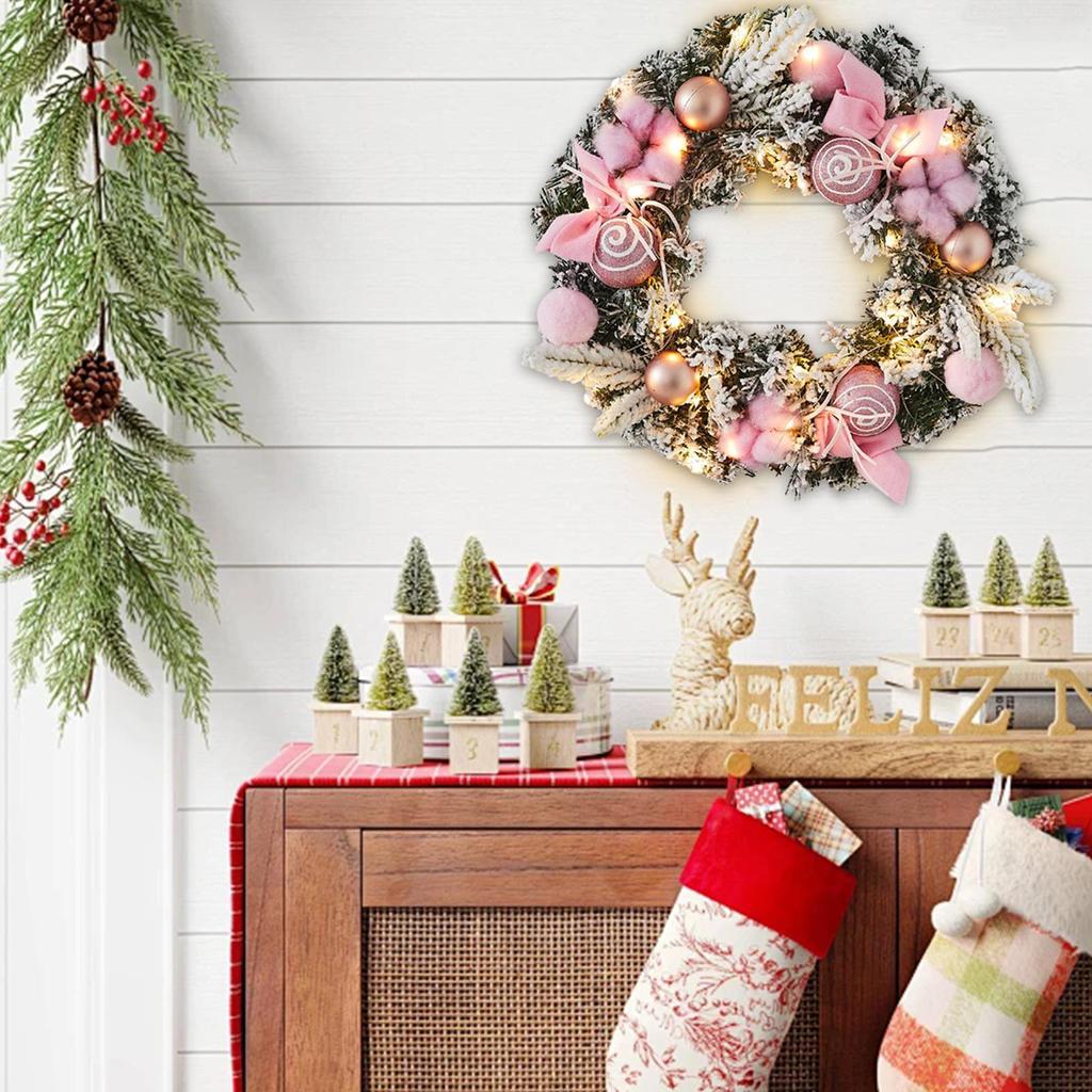 Christmas Wreath Outdoor With Light Artificial Christmas Front Door Garland Garland 11.8Inch Lighted Festive Wreath For Holiday