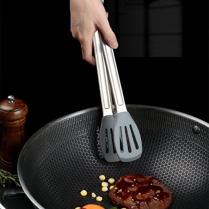 Stainless Steel Bread Tongs No-slip Handle Kitchen Tool for Salad Steak Meat Clip Cooking Accessories