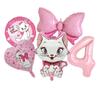 5pcs Marie Cat Bow Balloons Pink Girls Birthday Party Balloons Decoration Cartoon Marie Cat Animal Pet Balloon Baby Shower Decor