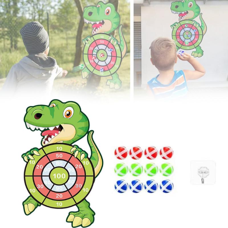 Dinosaur Dart Board Set Kids Toys Age 3 To 12 Year Old 12 Sticky Gifts Balls