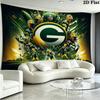 Green Bay Packers Logo Wall Tapestry Aesthetic Wall Hanging Printed Fabric Blanket Decorative Tapestries for Bedroom Living Room Home Decor