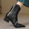 Damen Western Cowgirl Stiefel 2026 Spitz Zehen Mode Zum Hineinschlüpfen Chelsea Stiefeletten Retro Stil Herbst Damen Dicke Ferse Schuhe Ferse 5CM