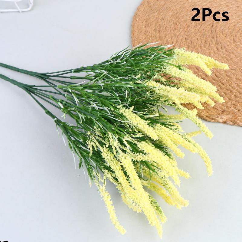 

2Pcs Artificial Lavender Wheat Bouquet Fake Flowers For Home Wedding Garden Outdoor Party Decoration Plastic Plants жёлтый
