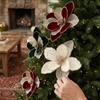 Samttextur Künstliche Weihnachtsblume Funkelnde Realistische Kunst-Magnolienblüte Dreischichtiges DIY-Bastelobjekt