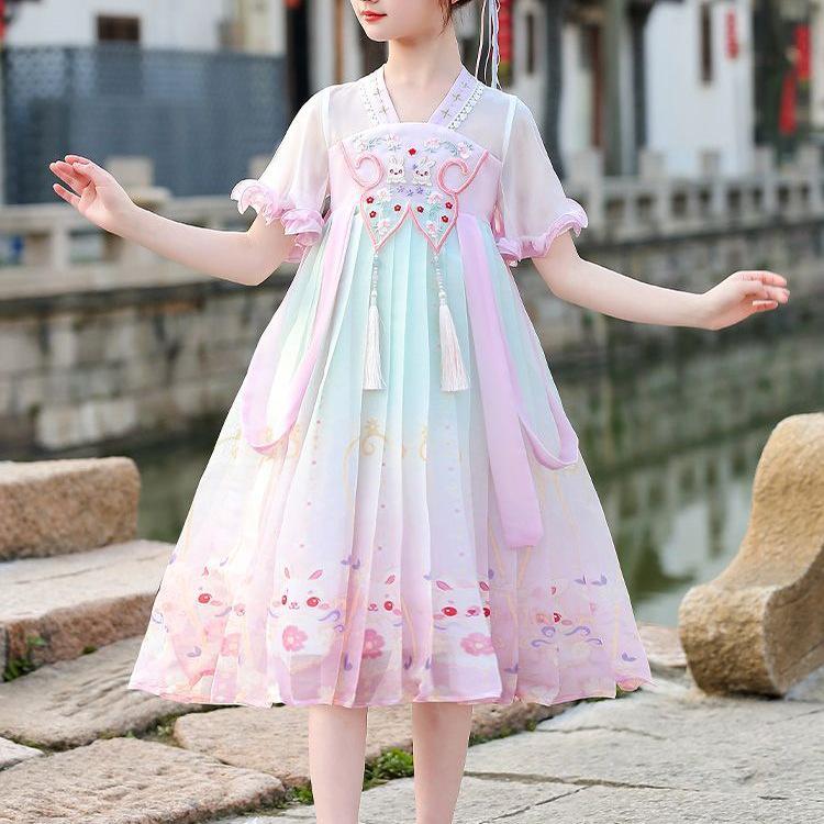 Autumn 2026 Stylish Girls' Hanfu Princess Dress - Ancient Style Children’s Skirt