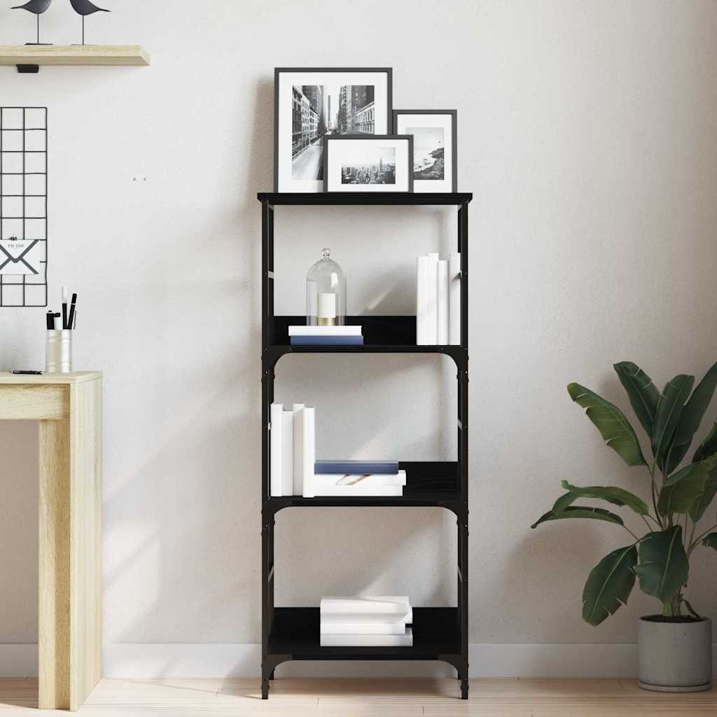 Bookshelf Black Oak Look 50 X 33 X 117.5 Cm
