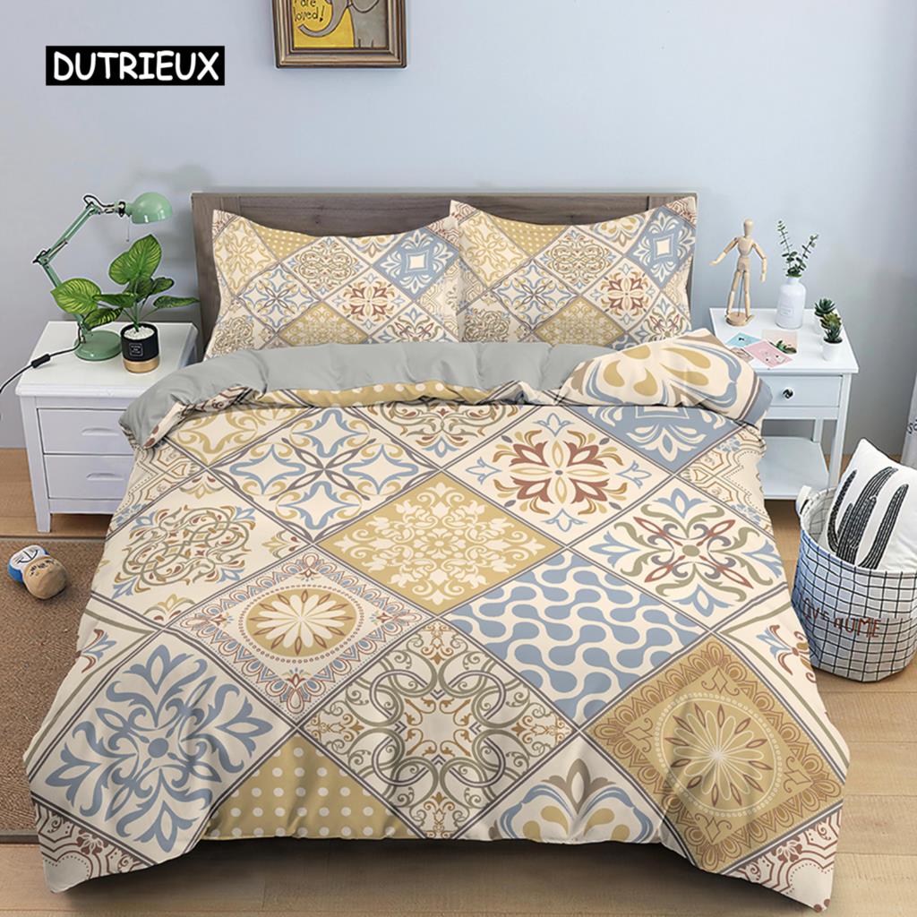 Geometrisch bedrucktes Bettwäscheset Bunter Streifen-Bettbezug für Kinder Kinder Steppdeckenbezug 2/3-teilig Mikrofaserstoff Heimtextil