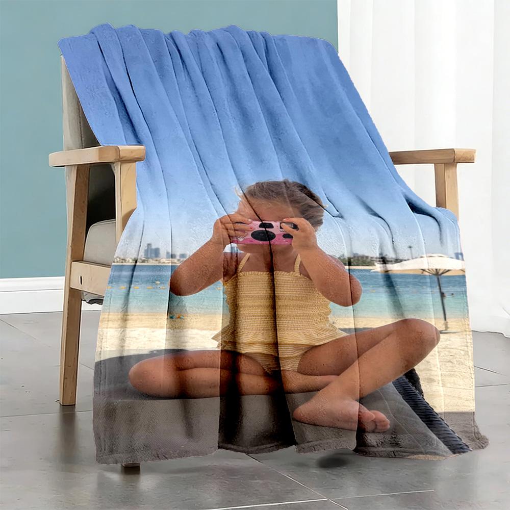 Customize Photos Customize Image Blanket Cozy Personalized Blanket Soft & Cozy Perfect for Nap Seaside Couch Home Decor All-Season Use