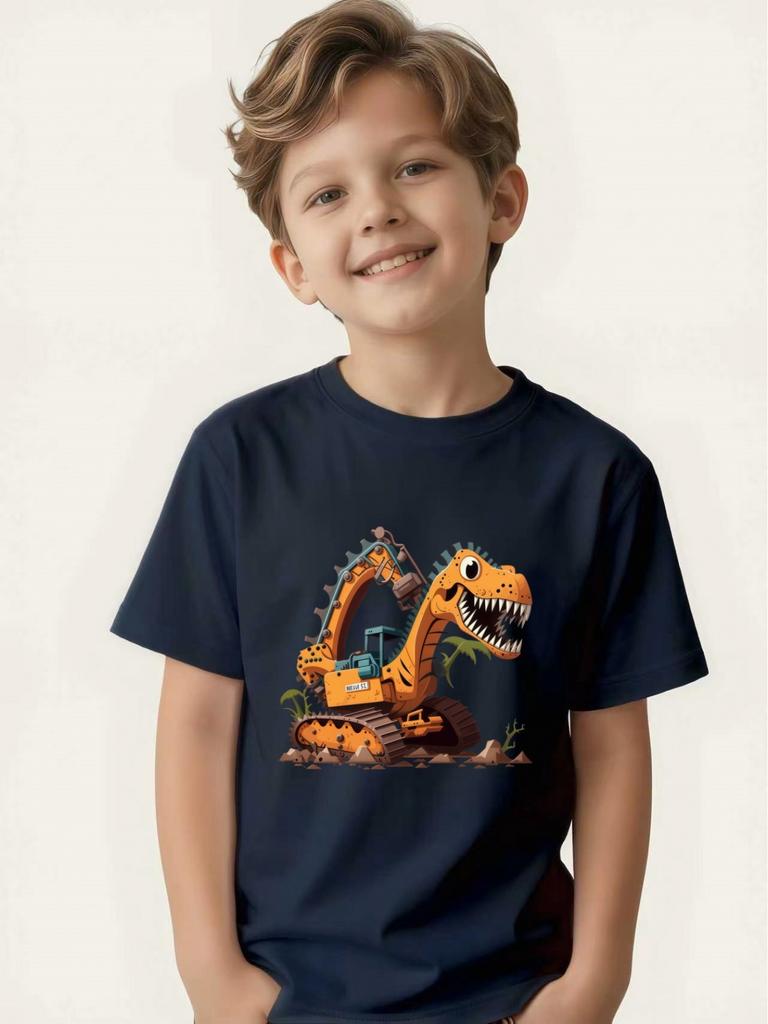 Creative children's tops, car enthusiasts, dinosaur enthusiasts, exclusive street style base layer.