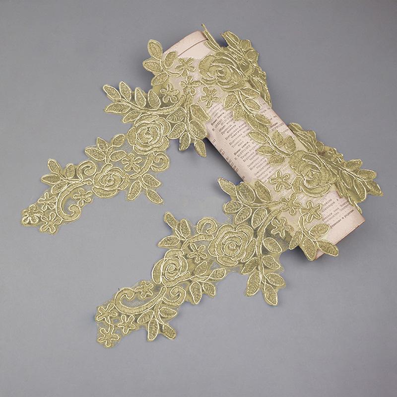 1 Par Broderiklistremerker Klesstilbehør Brudekjole DIY Kantblonder 16*36CM Syapplikasjon