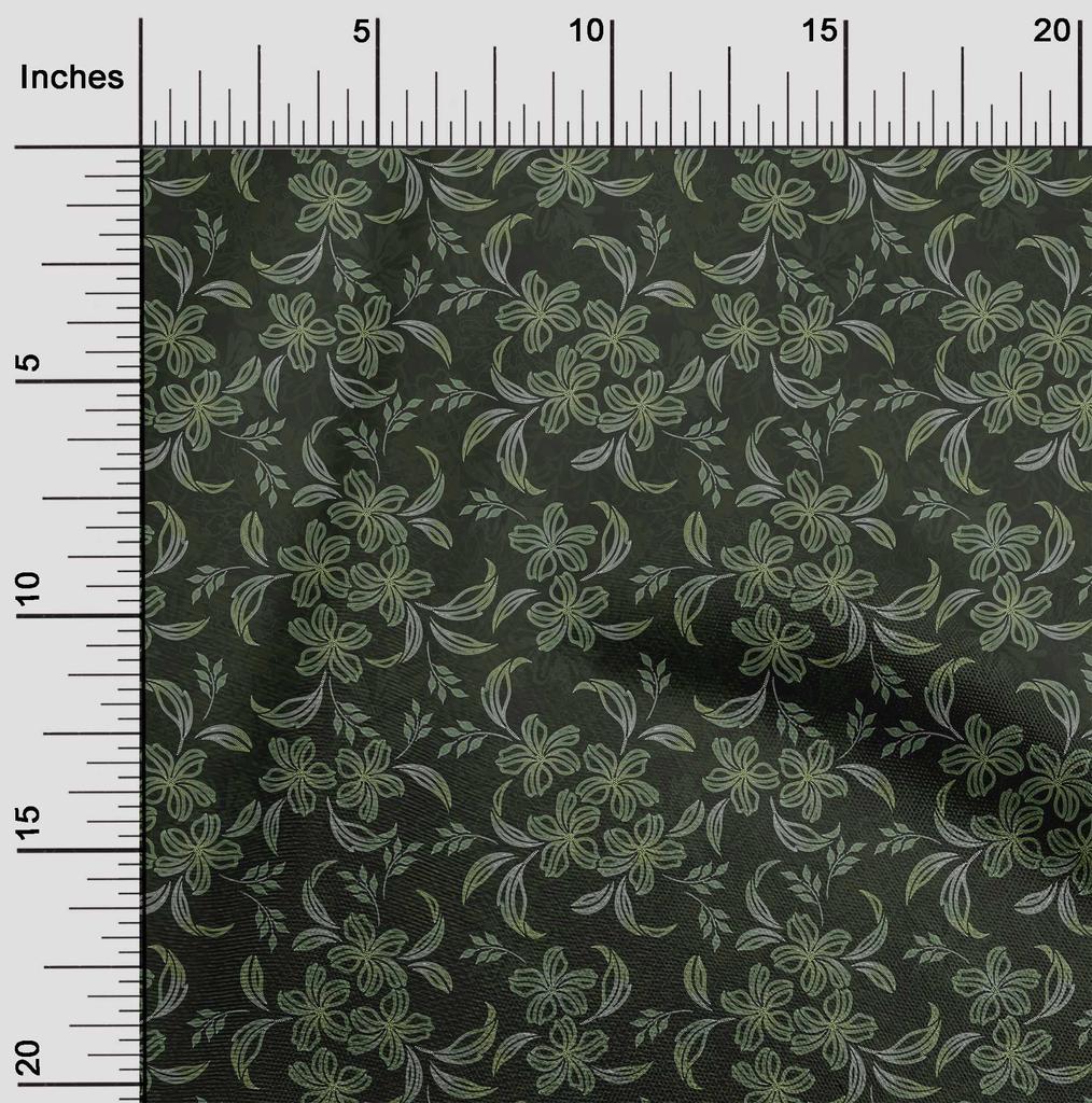 oneOone Cotton Flex Green Fabric Dotted Floral Sewing Material Print Fabric By The Yard 40 Inch