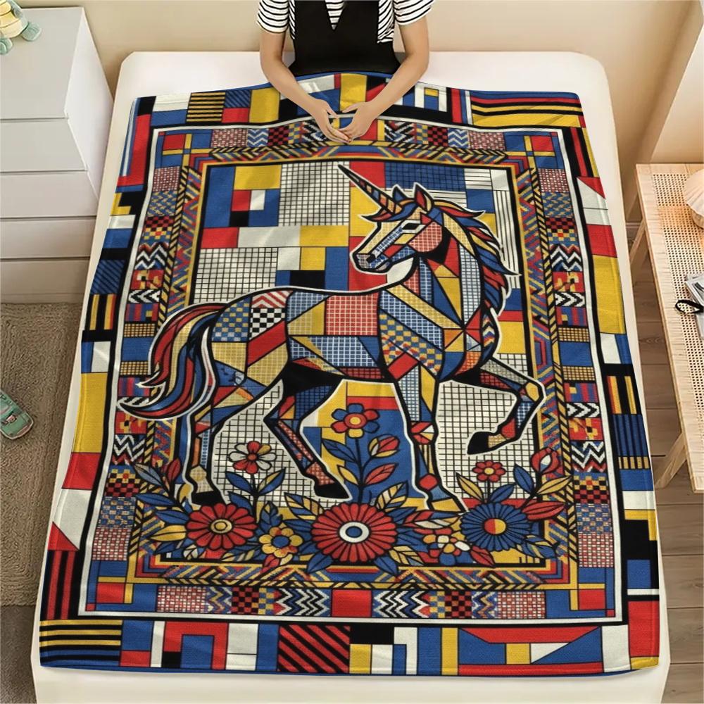 

Unicorn Animal Print Flannel Blanket, High quality Comfortable for All Seasons, Home Decor, Warmth and Comfort, Perfect for Christmas Gifts129 80cm x 120cm