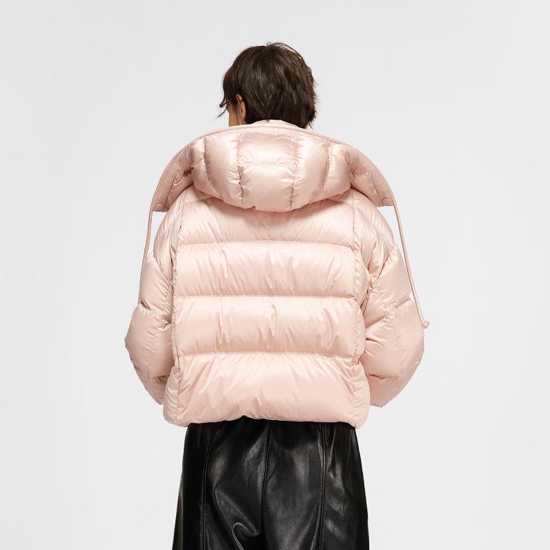 PINKO Pink Fluffy Oversized Autumn Winter Warm Atmosphere Drawstring Stand Collar Short Straight Down Jacket Women outerwear PAF253428251