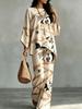 Women's Plus Size Halloween Mummy Print Two-Piece Set