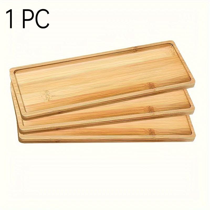 Bamboo Serving Tray, Round Tea Tray for Bathroom Counter, Wooden Vanity Organizer for Decor, Coffee Snack Candle Display
