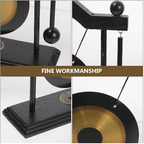 HOMSFOU 1 Set Gong with Stand and Mallet Feng Shui Brass Gong Chinese Gong Desktop Vintage Chimes Asian Gong Bell Chinese Traditional Desk Bell
