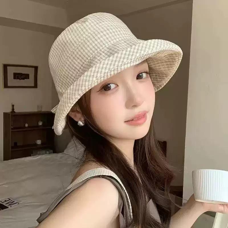 

Summer outdoor travel double-sided can wear striped bucket hat women s large brim bow foldable sunscreen sun hat One size fits all
