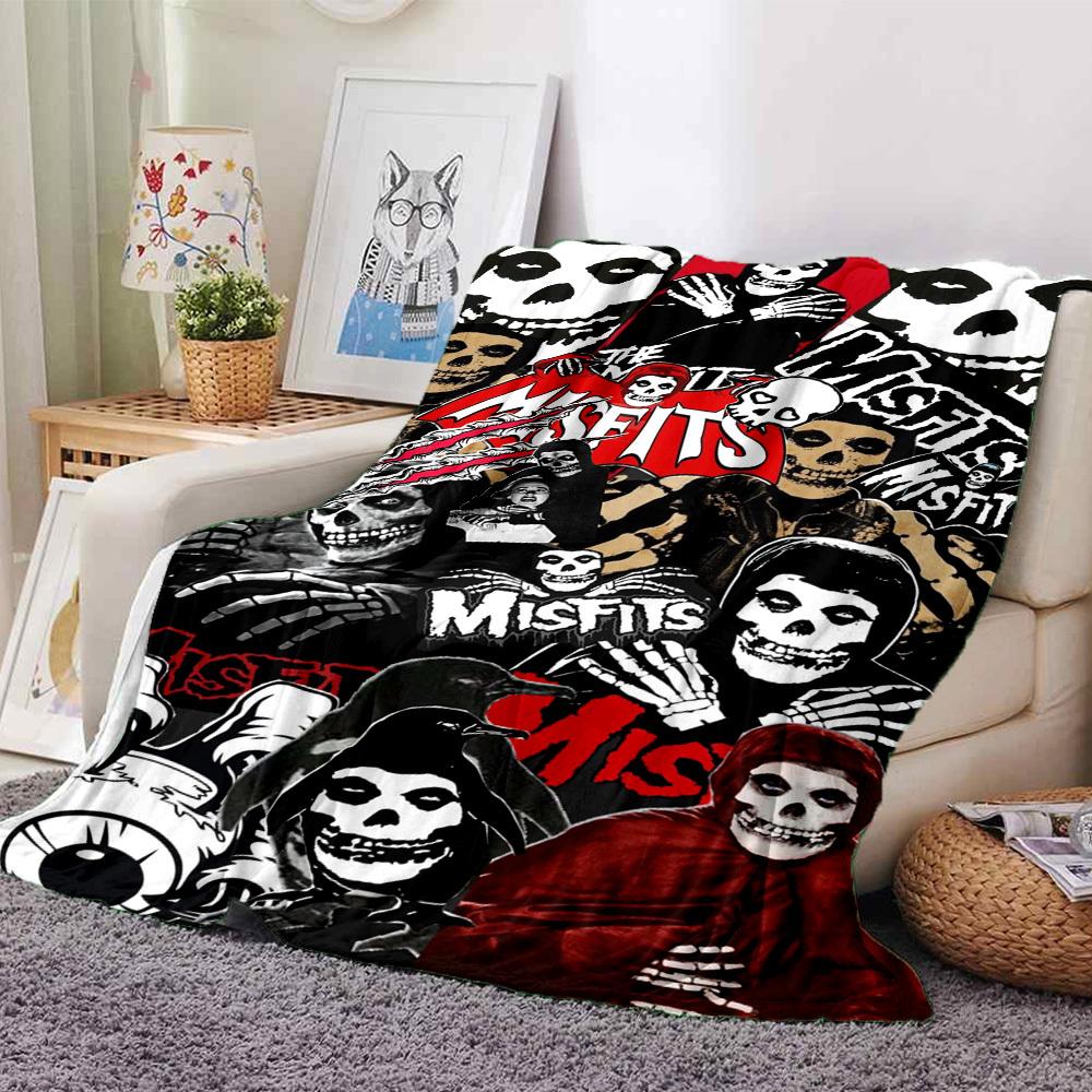 

1pc Misfits Skulls Themed Printed Soft and Comfortable Home Blanket, Small Throw Blanket, Nap Blanket, Suitable as a Gift l028 80cmx120cm(31inx47in)