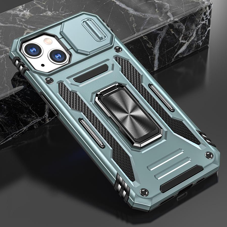 For Xiaomi/Redmi Militærgrad Pansret Telefondeksel med Skyvbart Kameradeksel & 360° Roterende Magnetisk Stativ Støtsikkert Hybrid Bilfeste Kompatibelt