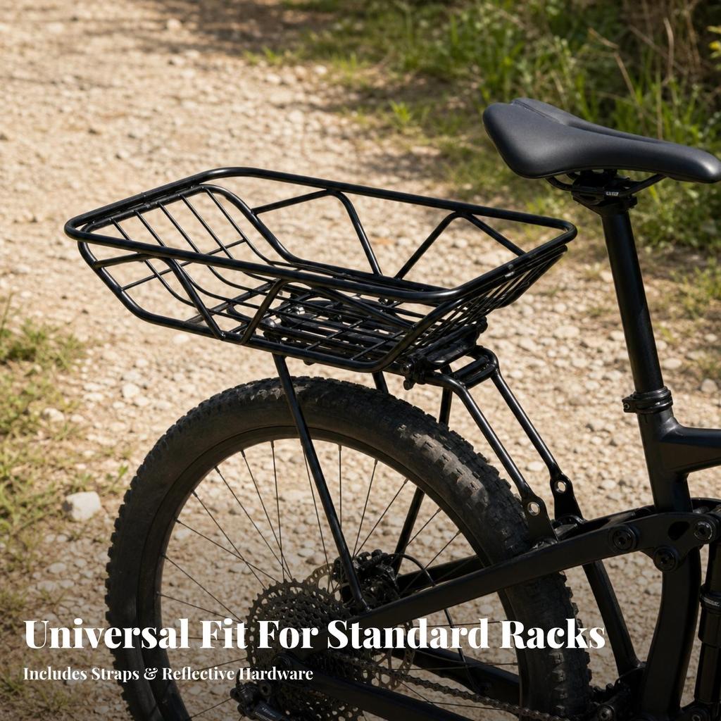 Rear Bike Basket Sturdy Foldable Portable Compatible for Commuters,