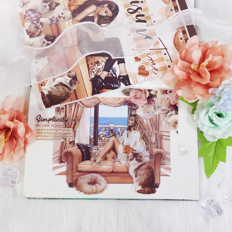 Cross-Border Pet Sticker Pack: European & American Alice Art for Junk Journals & Collages