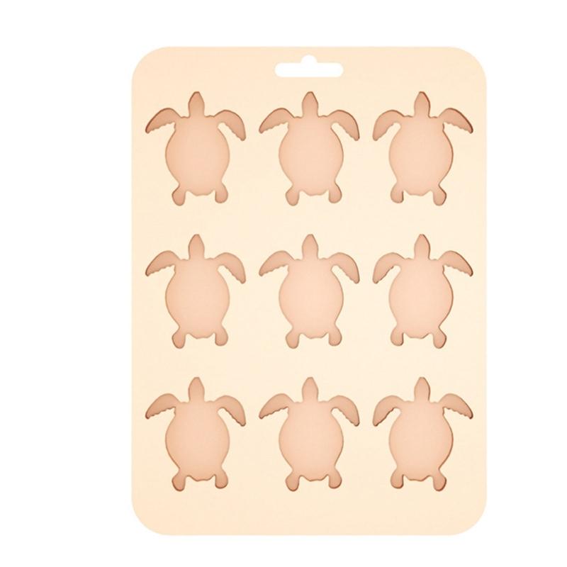 Creative Turtles Shape 9 Cavity Silicone Ice Cubes Tray for Family Baking Parties Easy Releases Chocolate Mould розовый