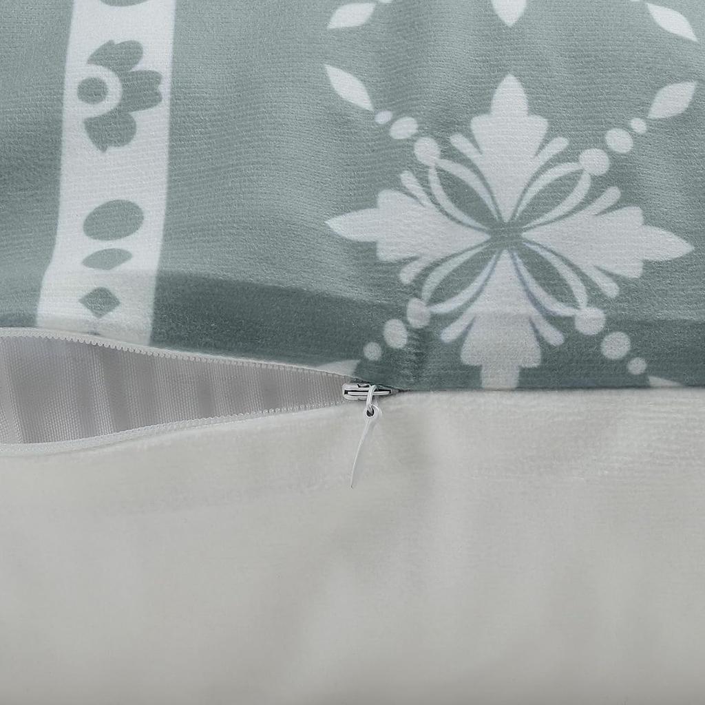 4Pcs Sage Green White Damask Floral Stripe Vintage Printed Pillow Cover Polyester Cushion Case 2D Flat Printing Pillowcase Now