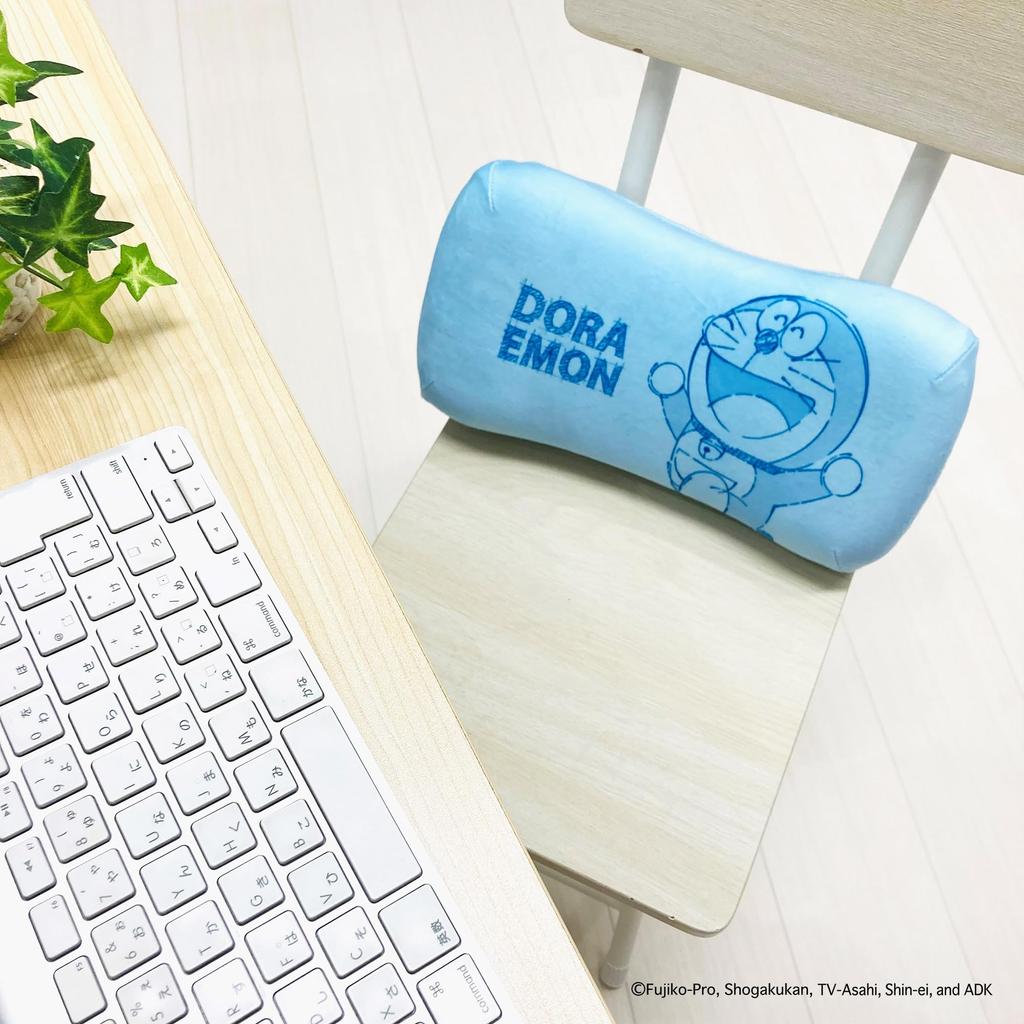 MORIPiLO Polštář z paměťové pěny Morishita Doraemon 15x31cm Podpěra pasu Opěrka zad Polštář na plyšovou hračku Postavy Zboží Shogakukan Pastel Blue 4621204