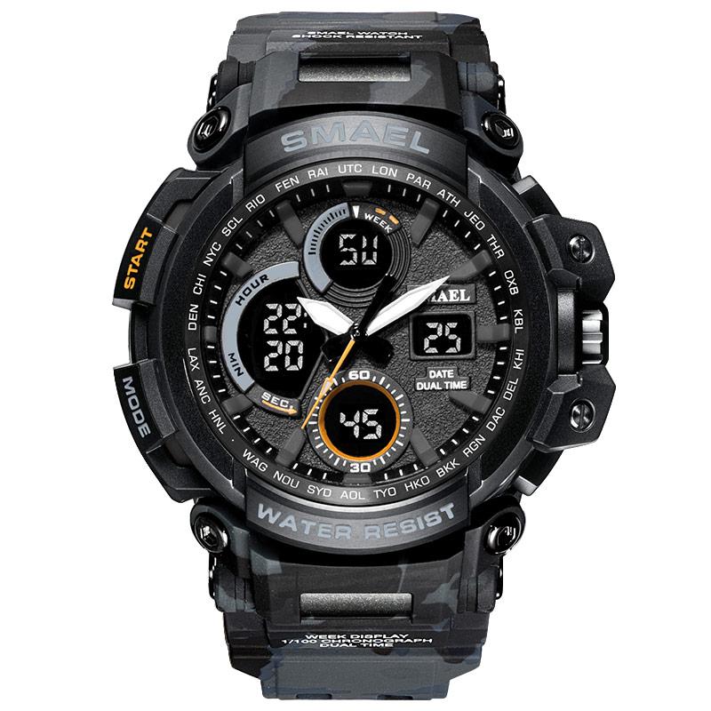 SMAEL Orologio sportivo da uomo militare orologio da esterno grande display facciale impermeabile tattico esercito orologi per gli uomini blu 8053, Nero e blu., Orologio sportivo da uomo
