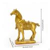 Brass Horse Figurine Gold-Toned Standing Ornament Traditional for Tabletop