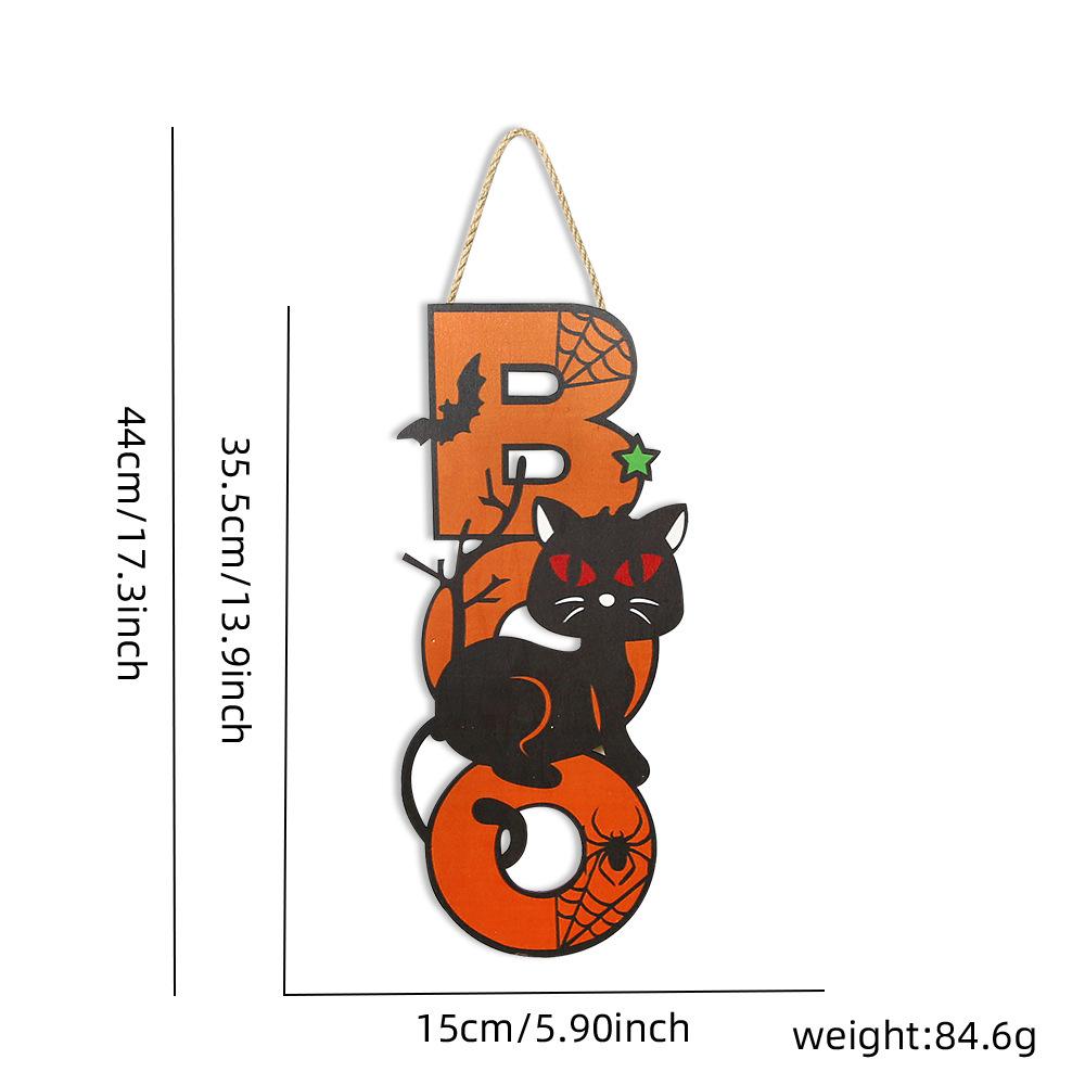 

1PCS Scary Boo Wooden Door Sign with Rope And Hook Halloween Home Apartment Party Decoration