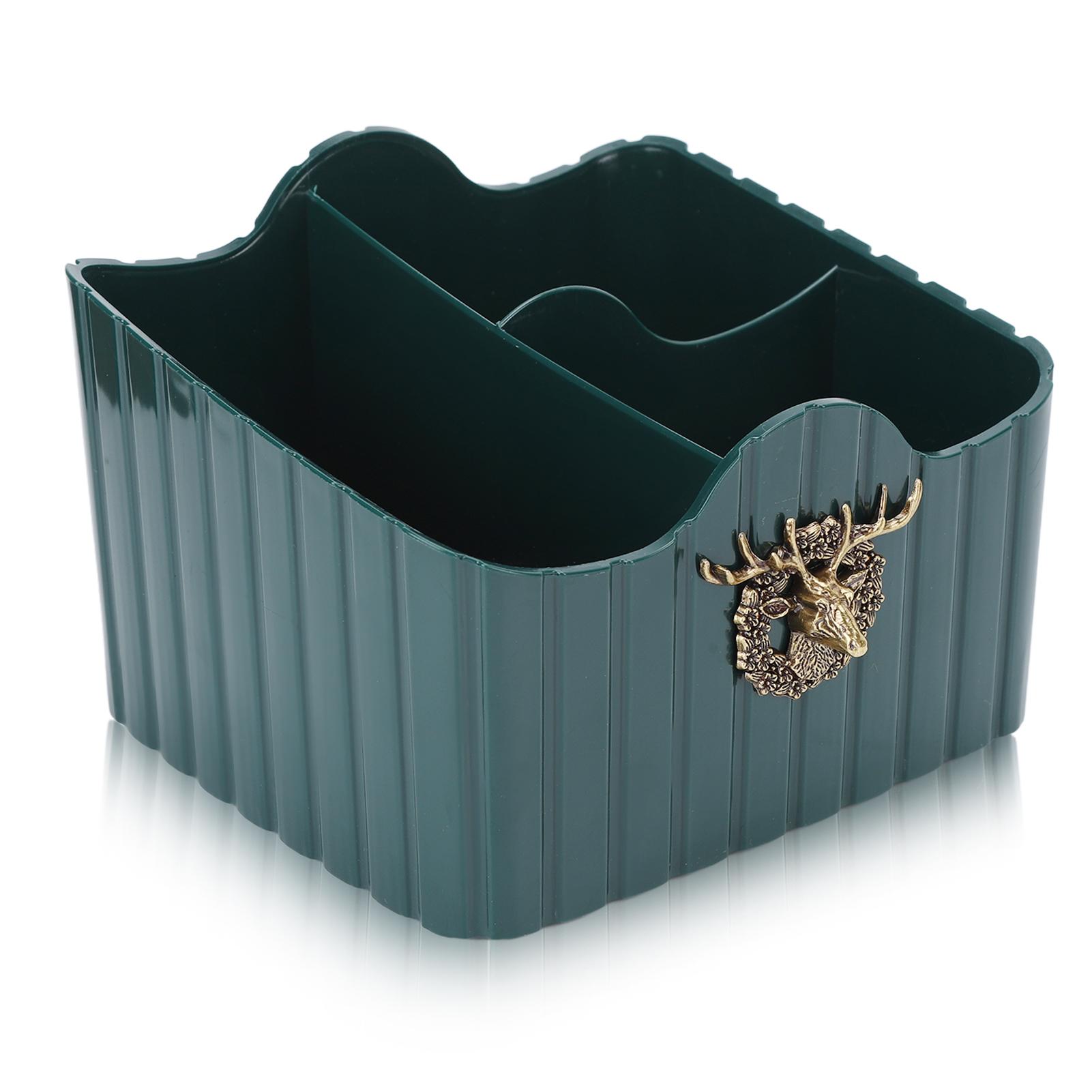 Cosmetic Desktop Storage Box Large Capacity Simple Beautiful Elk Design Storage Box with 3 Compartment