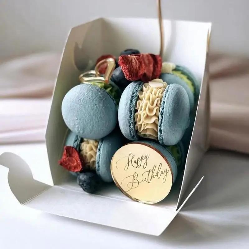 10 ks Toppery na dort Všechno nejlepší k narozeninám Zlaté Zlaté Akrylové Kulaté Toppery na Cupcaky Pro Děti Narozeniny Miminko Party Nástroje na Dekoraci Dortu