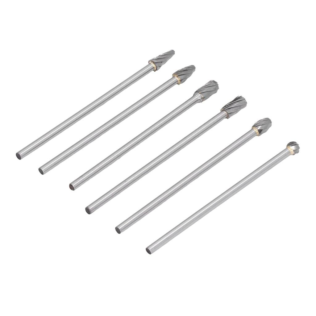 Cylinder Head Porting Kit, 6Pcs Cut Carbide Burr Set Lengthen for Woodworking,Drilling, Metal Carving, Engraving, Polishing, Cutting Burs