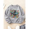 Kids Crewneck Sweatshirt, Trendy Cool Street Hip Hop DJ Sneaker Print Long Sleeve Top for Autumn Winter