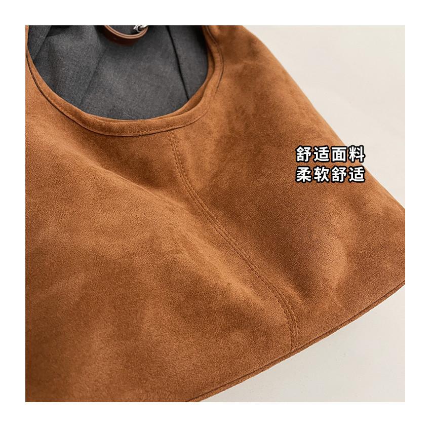 IELGY Ladies Tote Bag Suede Bucket Bag Large Capacity One Shoulder Armpit Retro Commuter