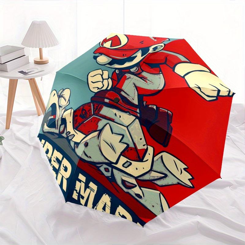 Super mariio Bros Poster Durable Cartoon Folding Umbrella, Portable 3 Fold Compact Umbrella for Men and Women, Suitable for Travel or Daily Use.C082