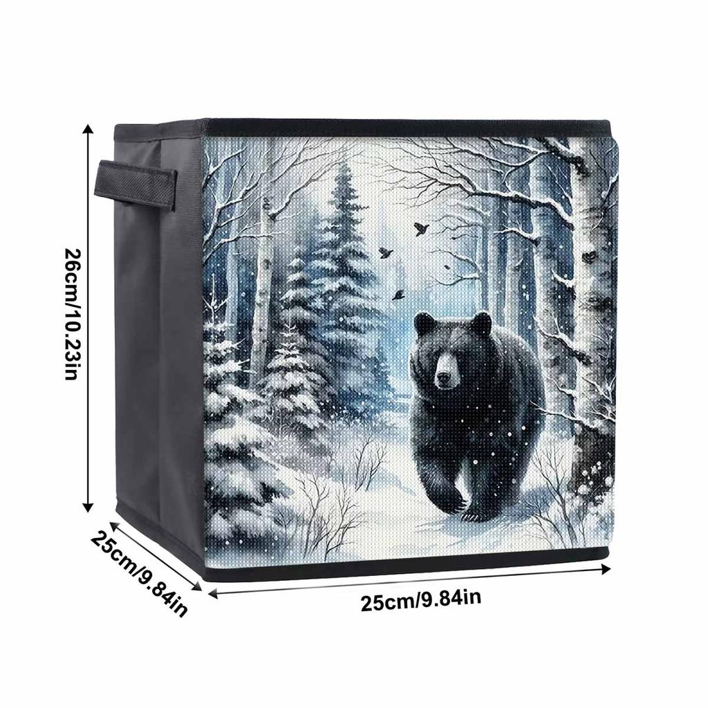 A Black Bear Taking A Walk 5D Diamond Painting Storage Basket Full Round Drill Mosaic Diamond Embroidery Cross Stitch Kits Home Decor Home Decor