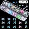 12-Grid Box Nail Art Resin Bow Streamer Ballet Alloy Butterfly Jewelry Diy Accessories