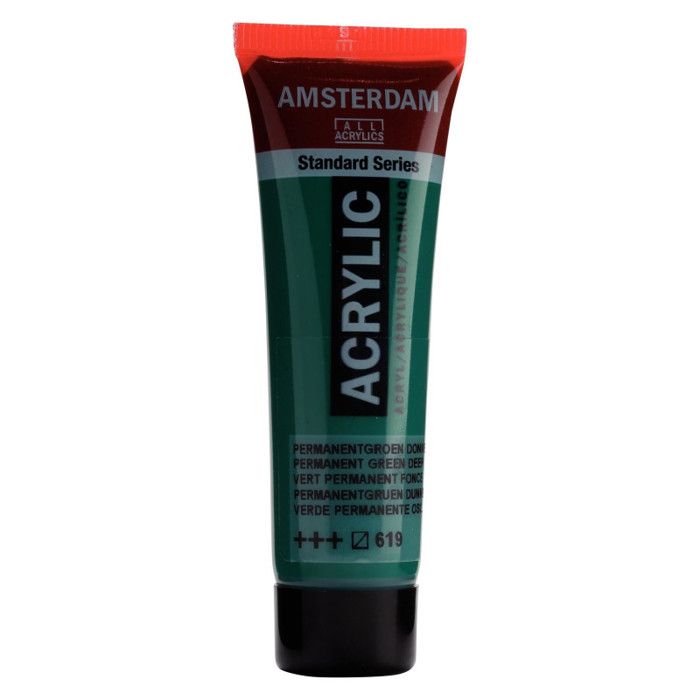 Tinta Acrílica - Amsterdam - Acrílico Standard - 20 ml - Verde Permanente Escuro - Mista