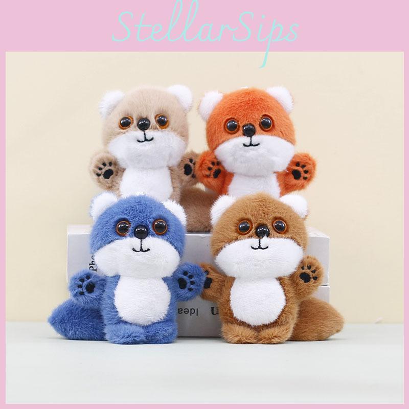 Fox Plush Toy Keychain With Soft Short Fur For Bag Accessory