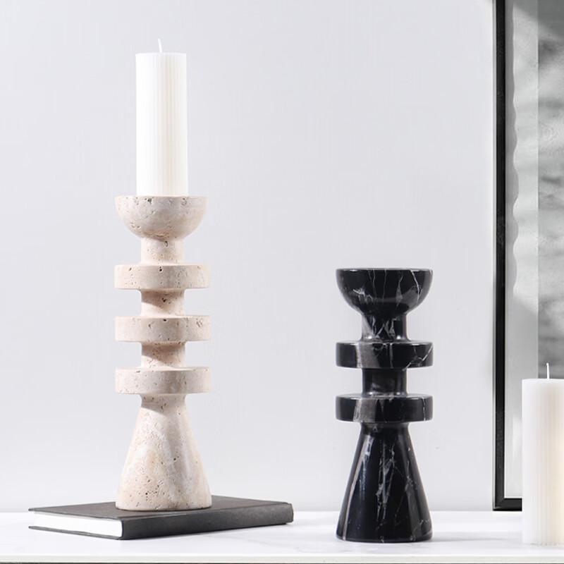 abay Yellow Travertine Style Acrylic Candlestick