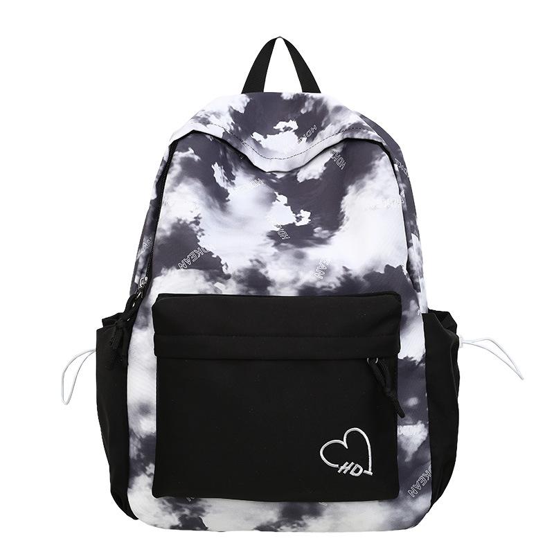 Autumn and Winter High-Value Fresh Color-Block Cloud Backpack for Girls and Boys, Casual Double-Shoulder Bag for Primary and Secondary School