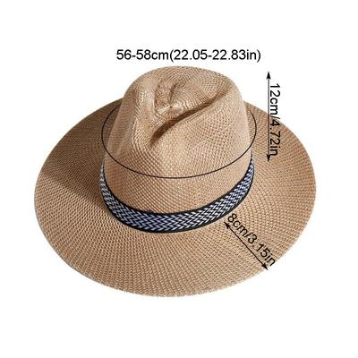 1PC Men Versatile Large Brim Lightweight Sun Hat Cmfortable Anti-UV Breathable Panama Casual Straw