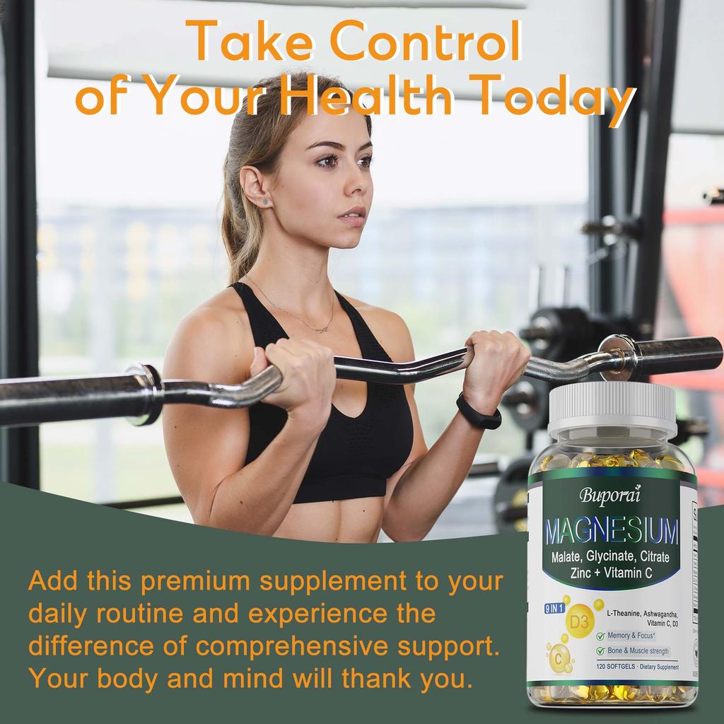 Magnesium Complex Supplement, Containing Vitamin C, Zinc, Antioxidant, Immune-boosting, Mood-soothing, and Nutrient-absorbing, for Adults.