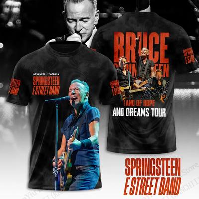 Klassische Rockband Bruce Springsteen 3D-Druck T-Shirts Mode Hip Hop Kurzarm Herren T-Shirts - Weiche Mittlere Dehnung Sommer Locker Sitzen Kleidung
