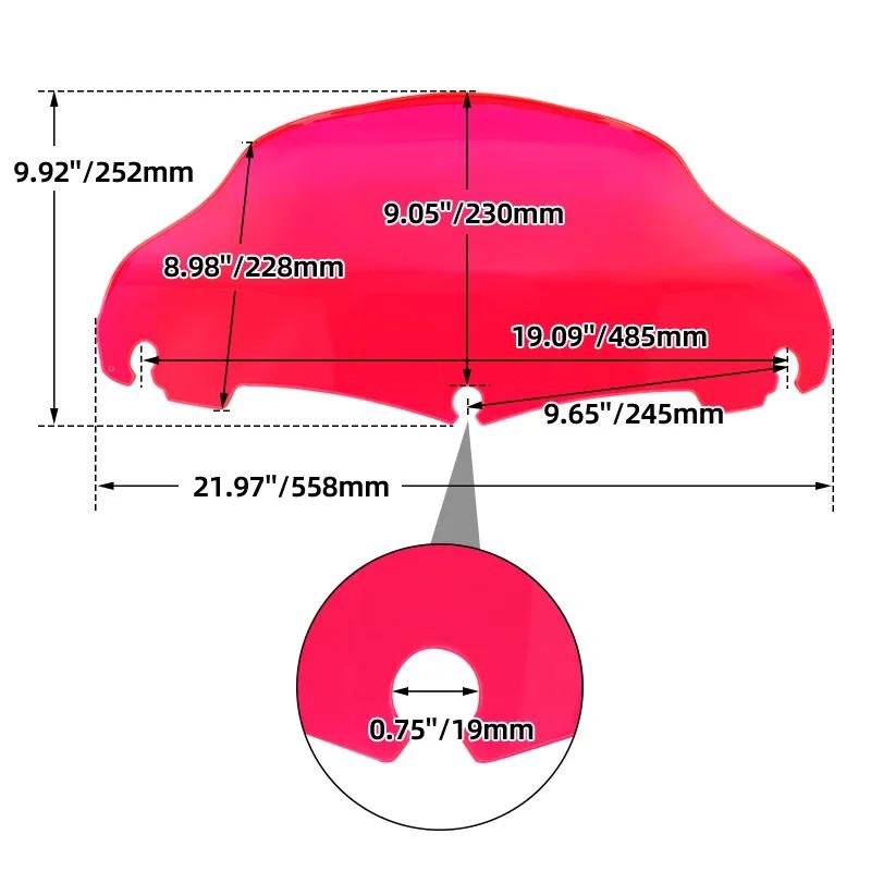 Rotes 9" Motorrad Wellen Windschild Verkleidung Windabweiser Für Harley Road Glide Ultra Custom FLTRU FLTR FLTRX 14-23