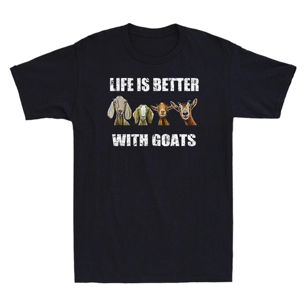 Better With Goats, Goat Shirt, Funny Goat Lover Gift Vintage Men s Black T-Shirt XXL